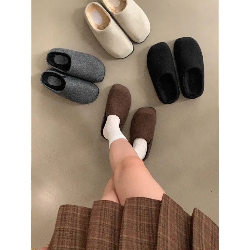 2025  Casual bag head, half drag Birkenstocks, platform women's shoes, half pack of cool slippers, all-match loafers in autumn and winter, single shoes