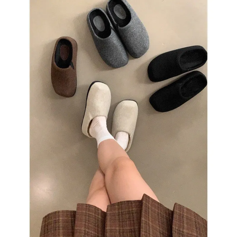 2025  Casual bag head, half drag Birkenstocks, platform women's shoes, half pack of cool slippers, all-match loafers in autumn and winter, single shoes