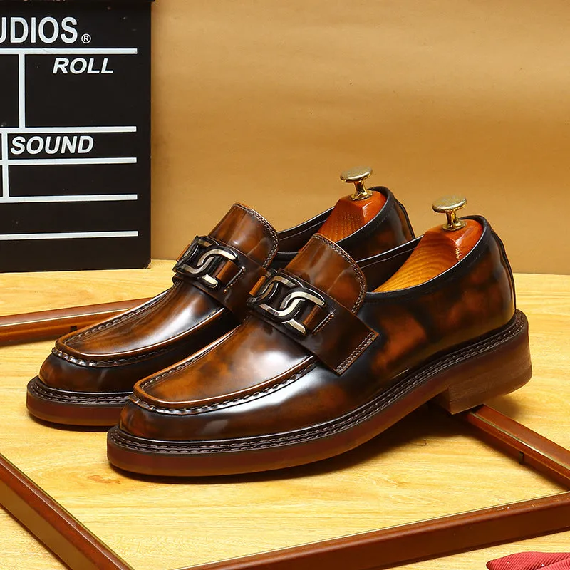 2025 Designer leather hand-polished men's shoes business casual loafers British lazy one-pedal suit leather shoes