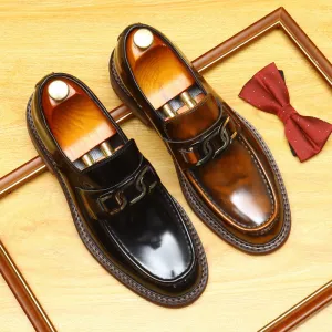 2025 Designer leather hand-polished men's shoes business casual loafers British lazy one-pedal suit leather shoes