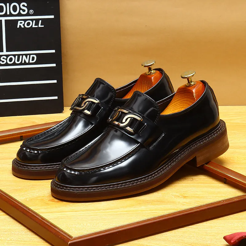 2025 Designer leather hand-polished men's shoes business casual loafers British lazy one-pedal suit leather shoes