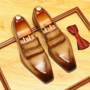 2025 Hot trade explosion Diamond stone retro casual leather shoes all cowhide men's business British style one-pedal loafers