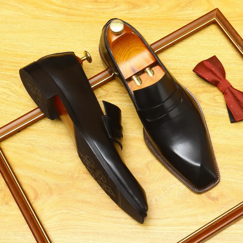 2025 Hot trade explosion Diamond stone retro casual leather shoes all cowhide men's business British style one-pedal loafers