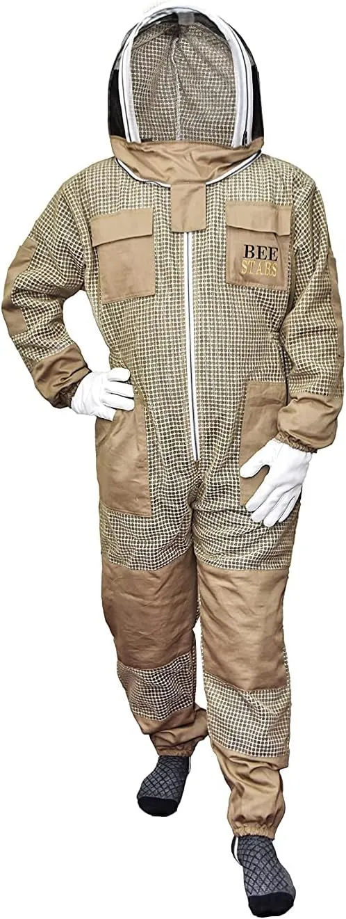 3 Layer Bee Suit With Fencing Veil And One Pair Gloves Ventilated Sting Proof Beekeeping Suit For Beekeepers