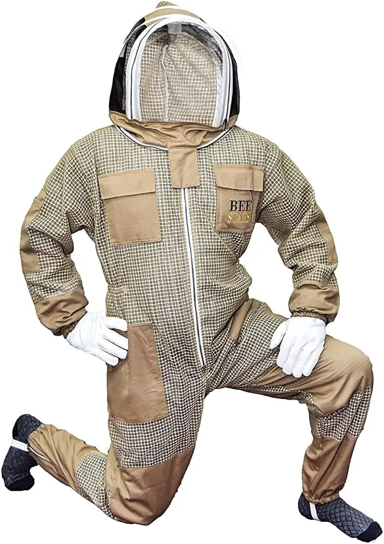 3 Layer Bee Suit With Fencing Veil And One Pair Gloves Ventilated Sting Proof Beekeeping Suit For Beekeepers