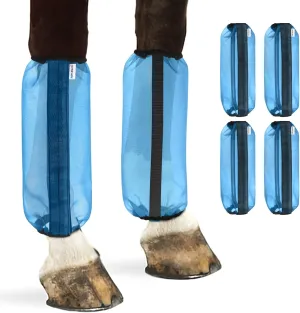 4PCS Fly Boots for Horses, Non-Slip Breathable Horse Fly Boots,Comfy Mesh Horse Fly Leggings Prevents Flies and Mosquitoes from Biting (Blue)