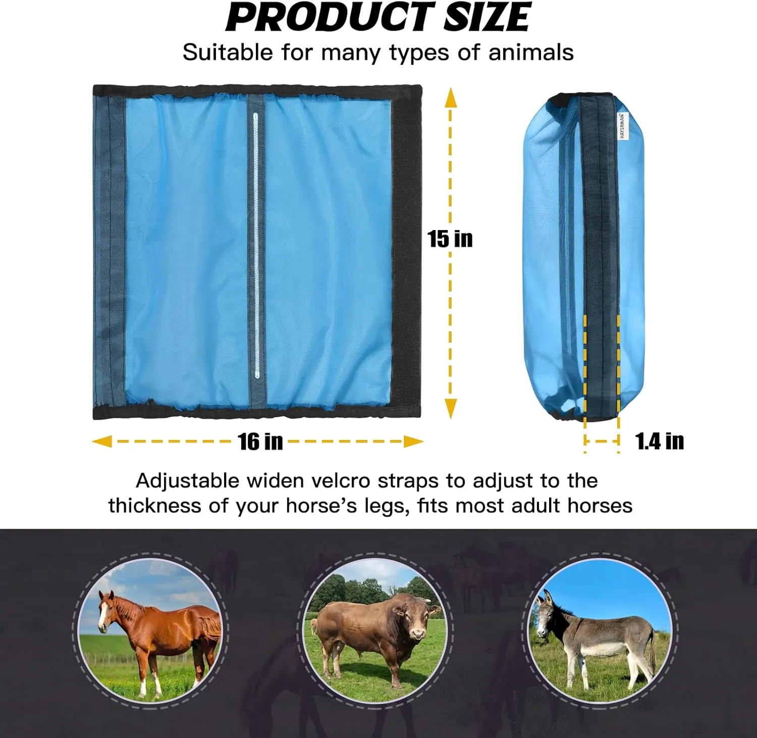 4PCS Fly Boots for Horses, Non-Slip Breathable Horse Fly Boots,Comfy Mesh Horse Fly Leggings Prevents Flies and Mosquitoes from Biting (Blue)