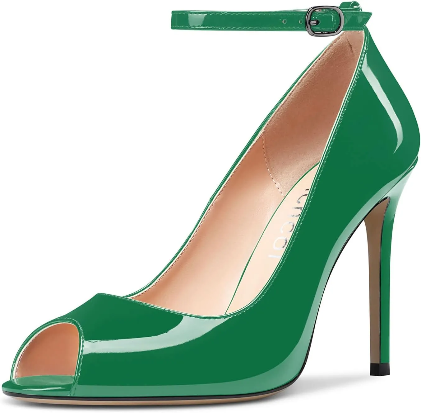 Aachcol Women Ankle Strap Pumps Stiletto High Heel Peep Open Round Toe 4 Inches