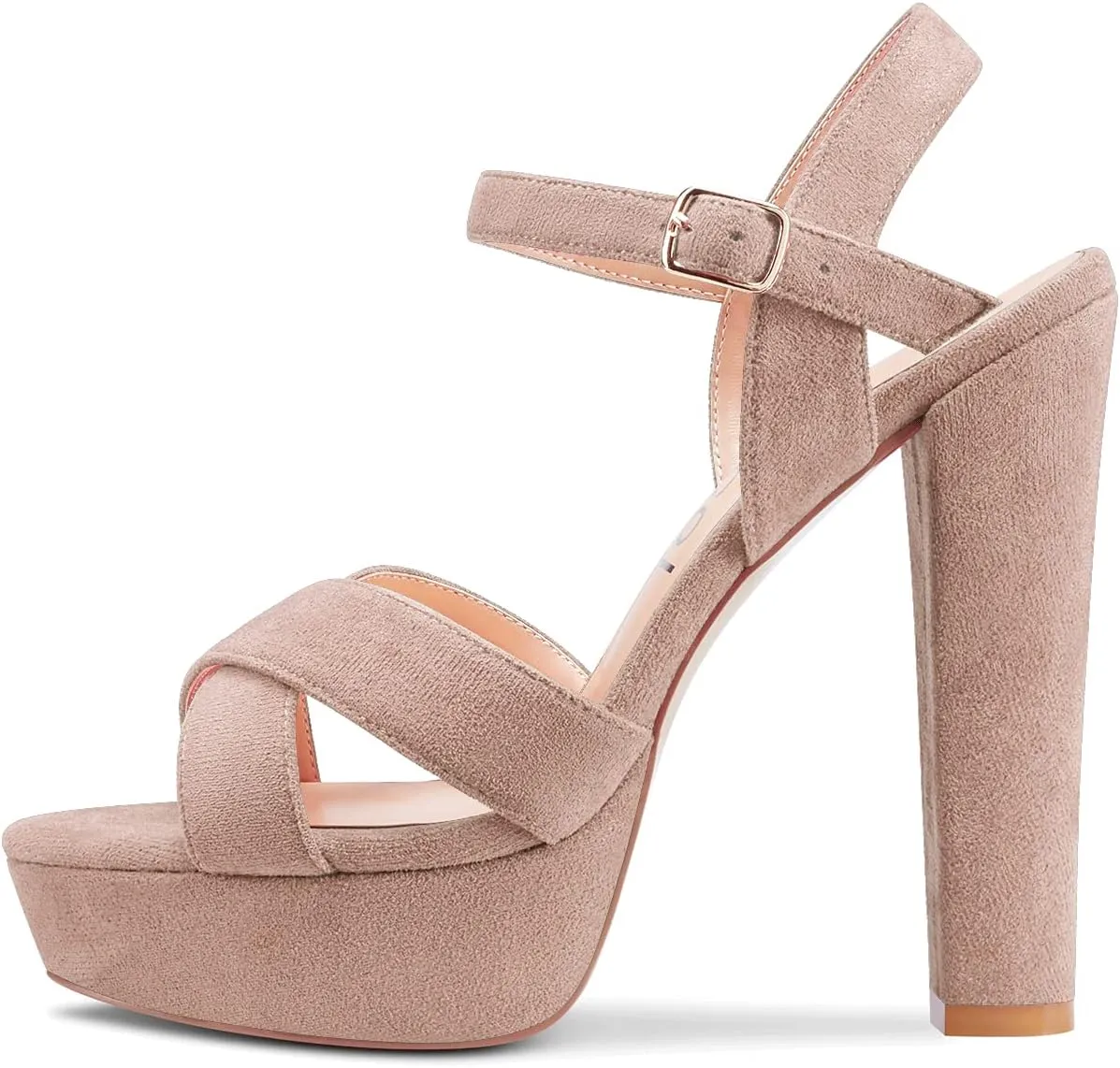 Aachcol Women Platform Ankle Strap Sandals Peep Open Toe Chunky Block High Heel Slingback Wedding Party Dress Shoes 5 Inches