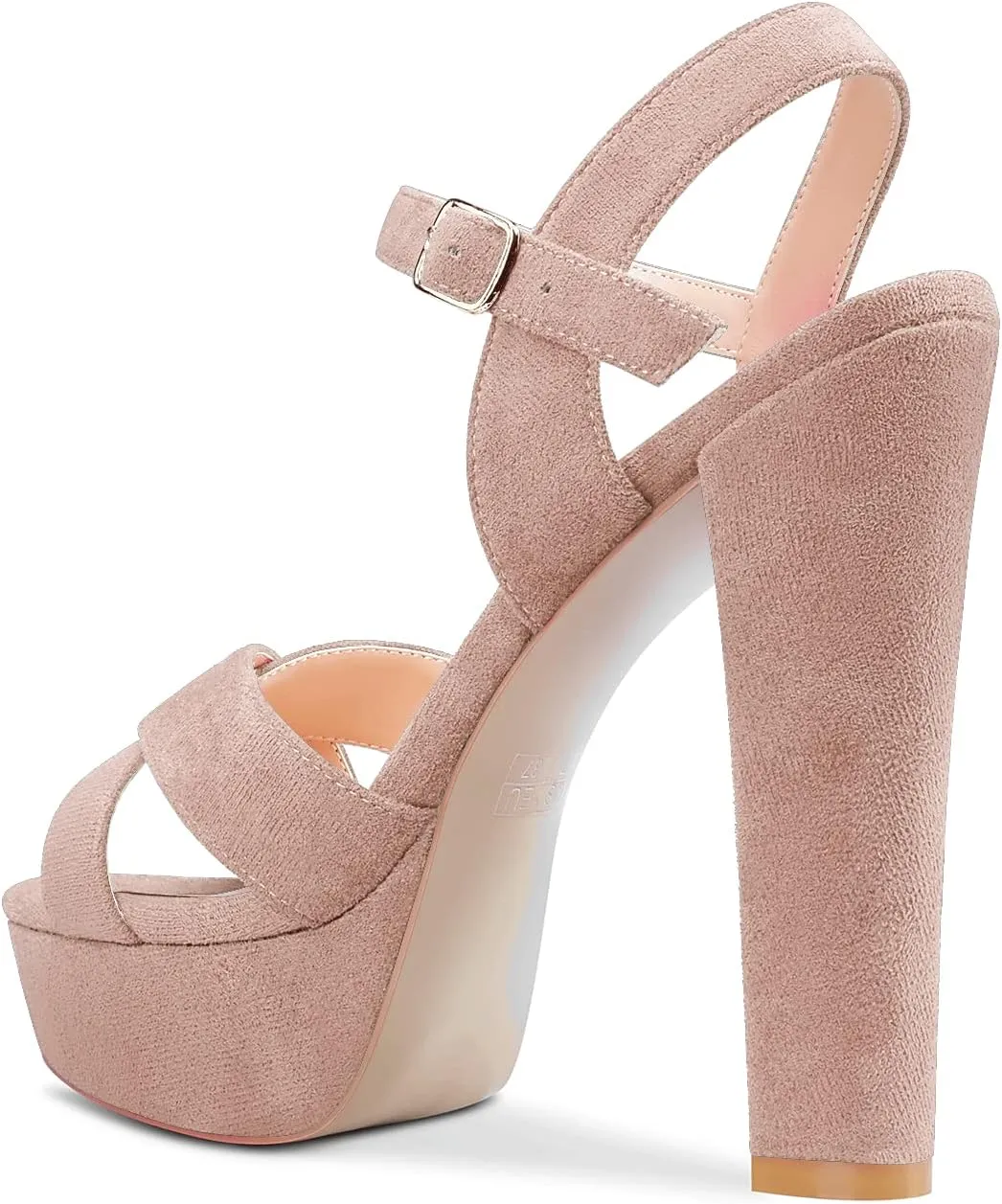 Aachcol Women Platform Ankle Strap Sandals Peep Open Toe Chunky Block High Heel Slingback Wedding Party Dress Shoes 5 Inches