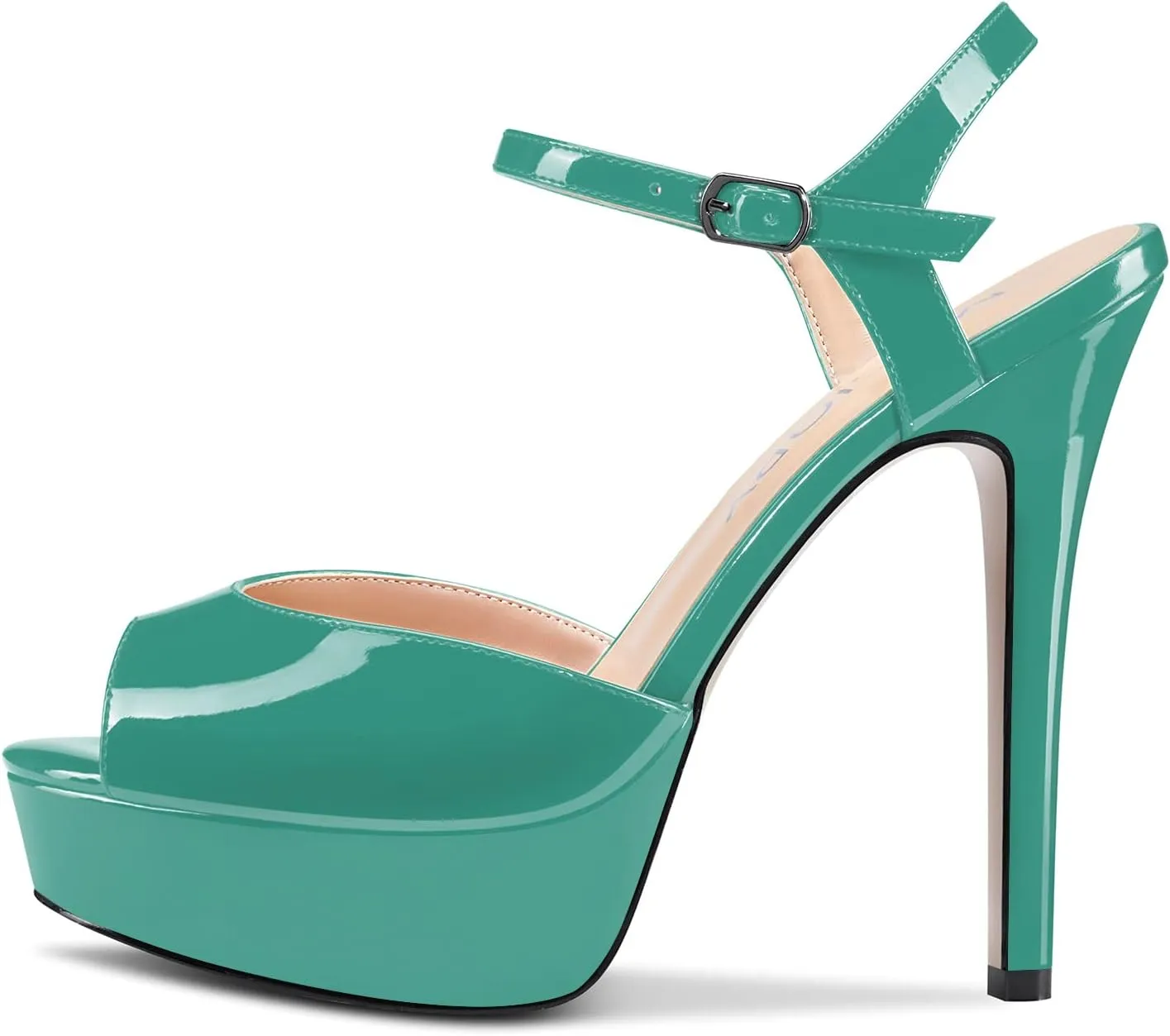 Aachcol Women Platform Sandals Ankle Strap Peep Open Toe Stiletto High Heel Slingback Dress Shoes 5 Inches