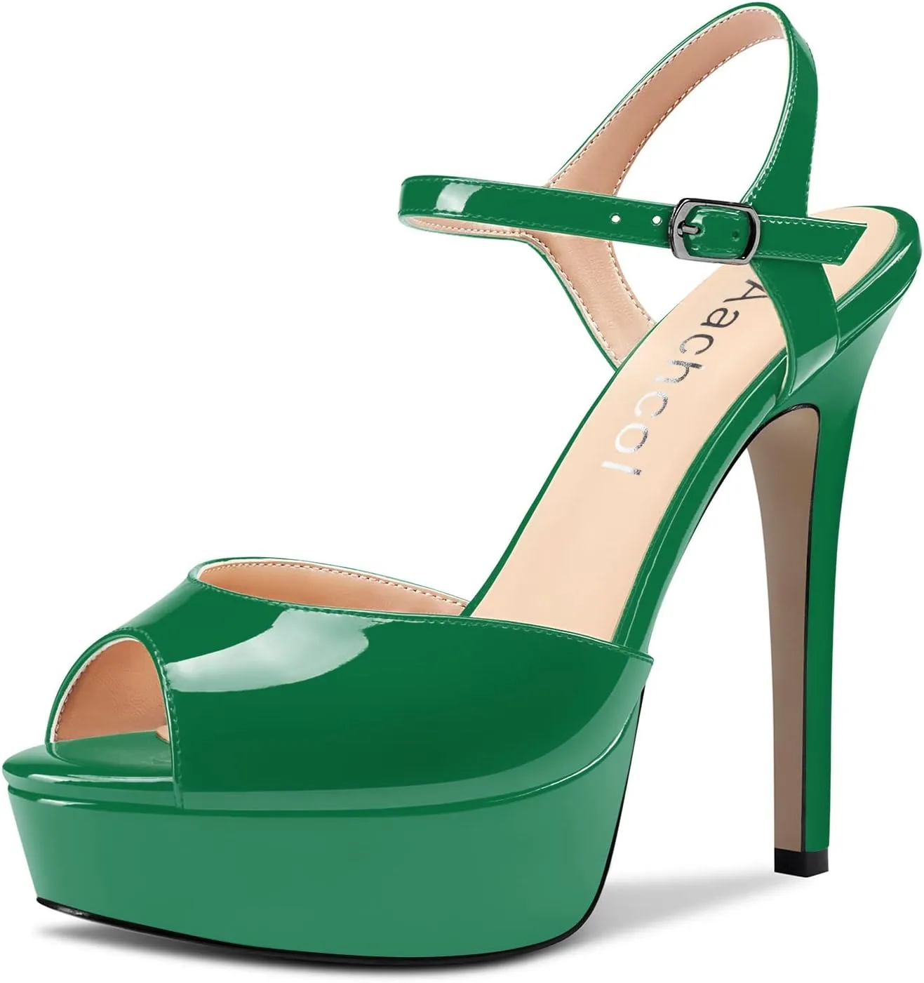 Aachcol Women Platform Sandals Ankle Strap Peep Open Toe Stiletto High Heel Slingback Dress Shoes 5 Inches