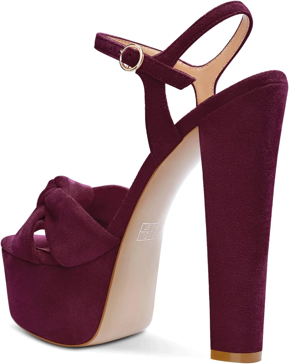 Aachcol Women Platform Sandals Chunky Block High Heel Ankle Strap Peep Open Toe Slingback Dress Shoes Wedding Party 6 Inch