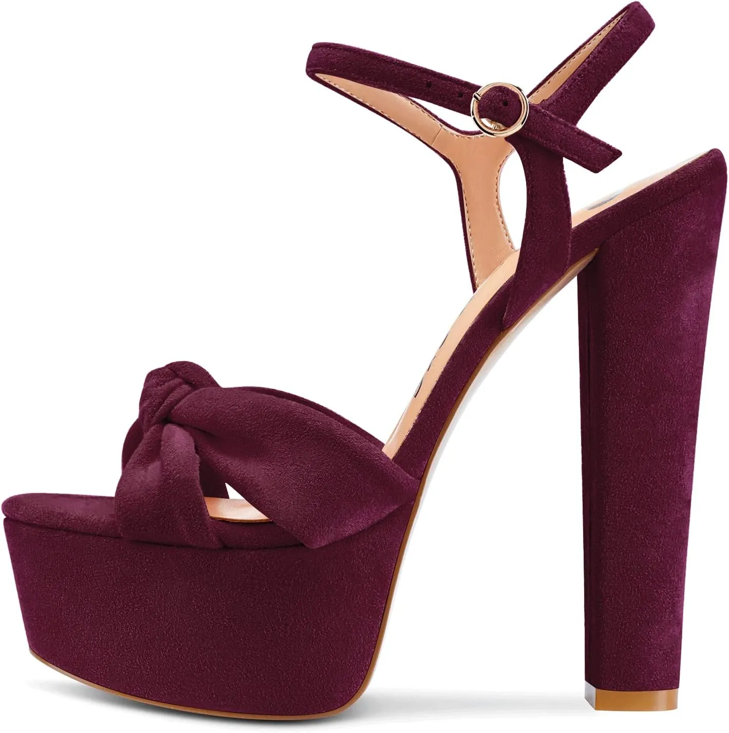 Aachcol Women Platform Sandals Chunky Block High Heel Ankle Strap Peep Open Toe Slingback Dress Shoes Wedding Party 6 Inch