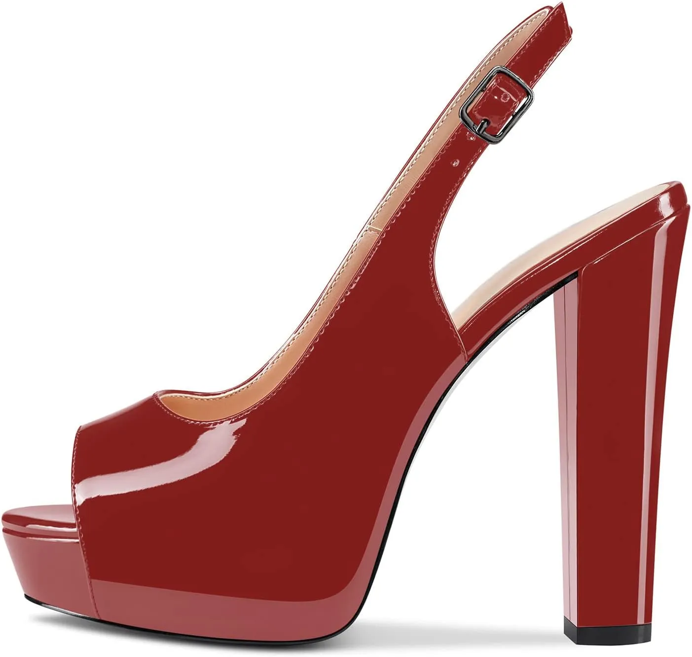 Aachcol Women Platform Sandals Chunky Block High Heel Slingback Peep Open Toe Ankle Strap Dress Shoes 5 Inch
