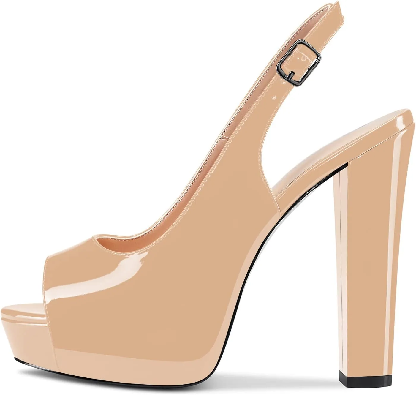 Aachcol Women Platform Sandals Chunky Block High Heel Slingback Peep Open Toe Ankle Strap Dress Shoes 5 Inch