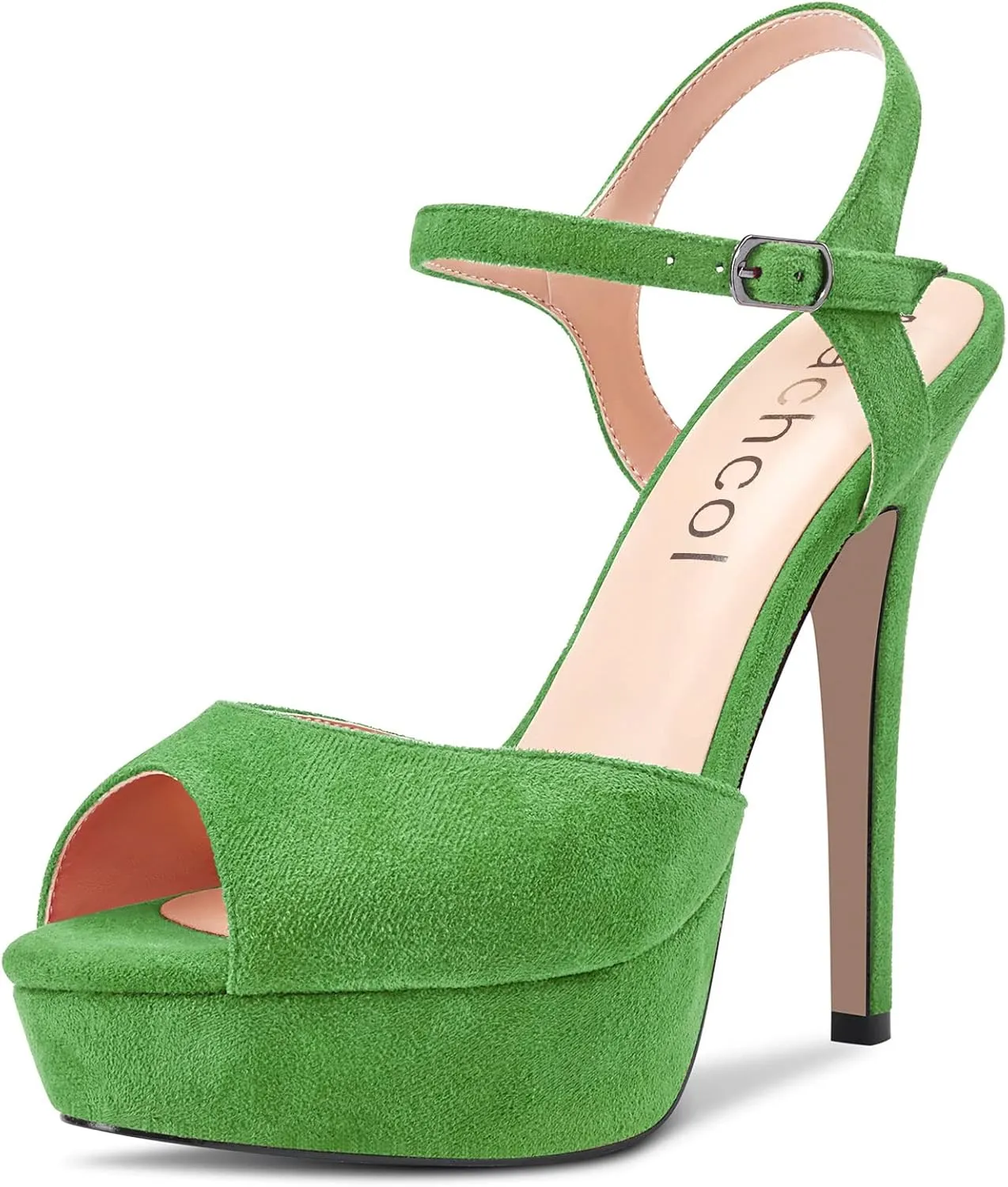 Aachcol Women Platform Sandals Peep Open Toe Ankle Strap Slingback Stiletto High Heel Dress Shoes Pumps Wedding Suede 5 Inch