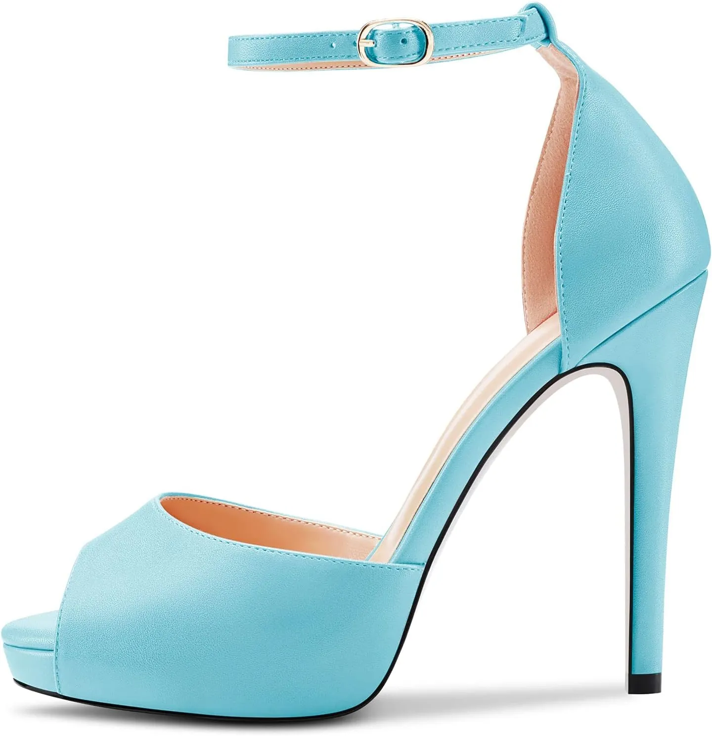 Aachcol Women Platform Sandals Peep Open Toe Ankle Strap Stiletto High Heel Dress Shoes Pumps Wedding Matte 5 Inch