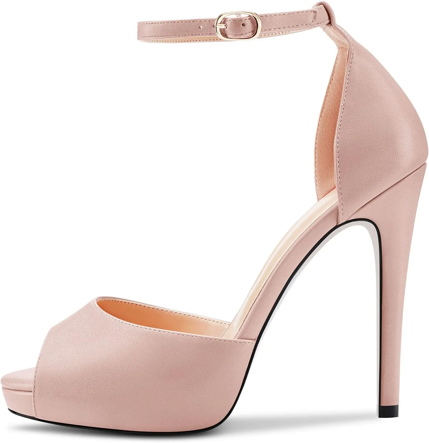 Aachcol Women Platform Sandals Peep Open Toe Ankle Strap Stiletto High Heel Dress Shoes Pumps Wedding Matte 5 Inch