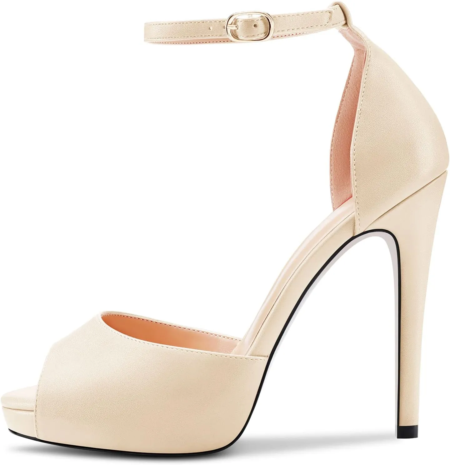 Aachcol Women Platform Sandals Peep Open Toe Ankle Strap Stiletto High Heel Dress Shoes Pumps Wedding Matte 5 Inch