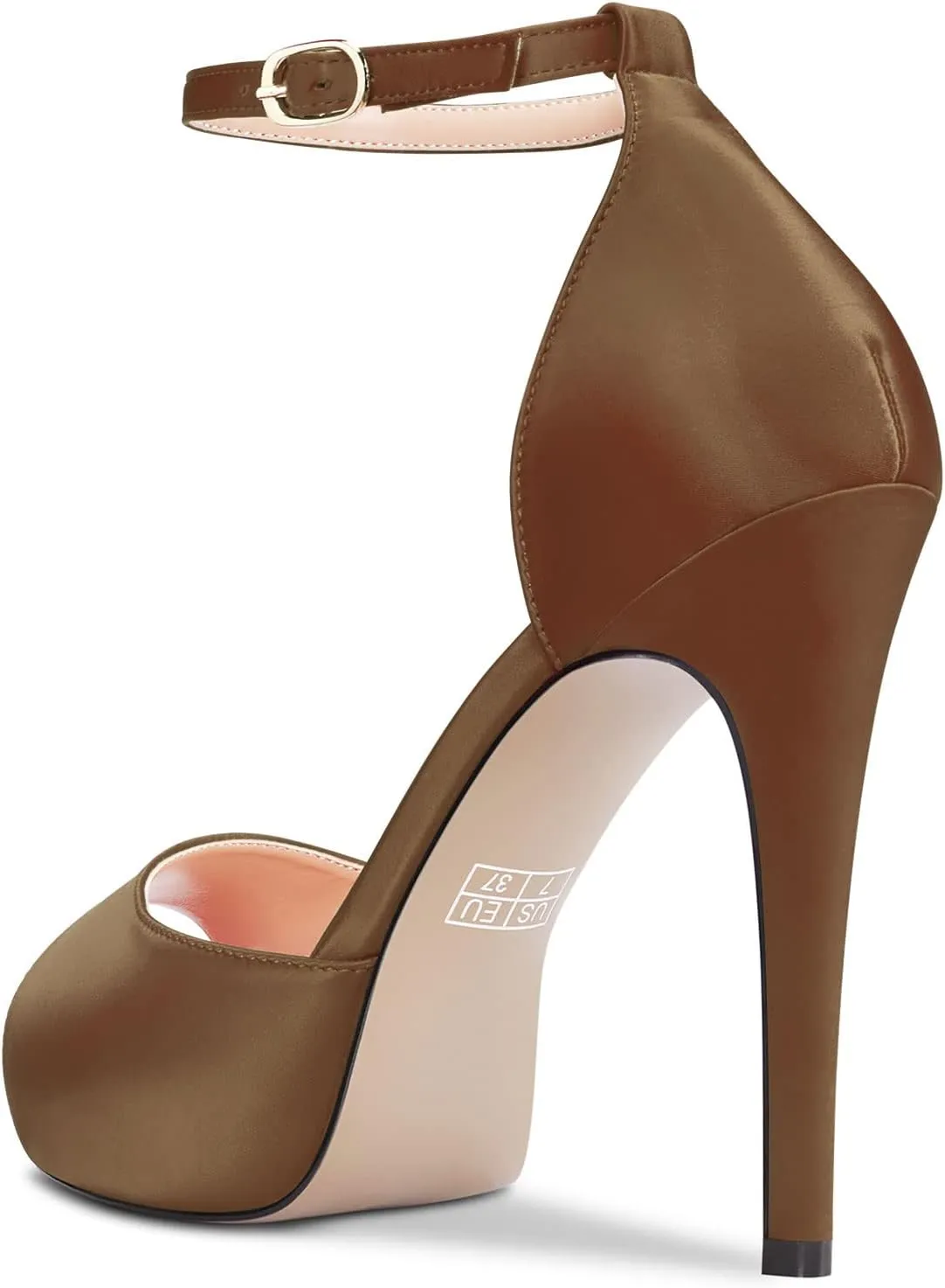 Aachcol Women Platform Sandals Peep Open Toe Ankle Strap Stiletto High Heel Dress Shoes Pumps Wedding Satin 5 Inch