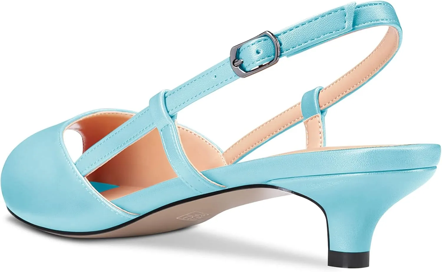 Aachcol Women Pumps Peep Open Toe Ankle Strap Slingback Kitten Low Heel Dress Shoes Sandals Matte Office Wedding Shopping 1.5 Inch