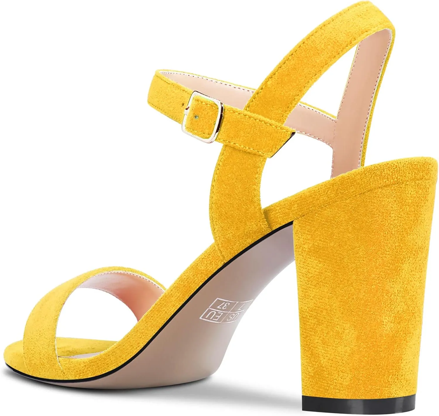 Aachcol Women Sandals Peep Open Toe Ankle Strap Slingback Chunky Block High Heel Dress Shoes Suede Wedding Shopping 3 Inch