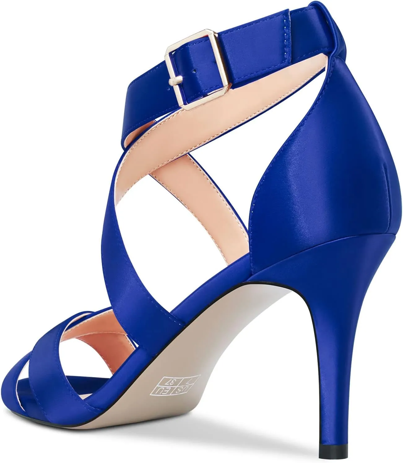 Aachcol Women Sandals Peep Open Toe Ankle Strap Stiletto High Heel Dress Shoes Pumps Office Wedding Satin 3 Inch