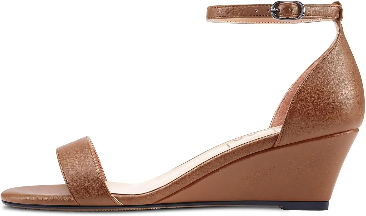 Aachcol Women Sandals Peep Open Toe Ankle Strap Wedge Mid Heel Dress Shoes Pumps Office Wedding Matte 2 Inch