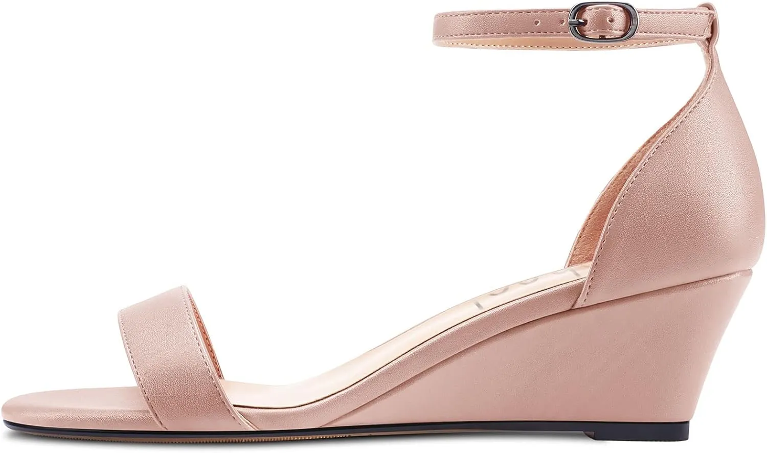 Aachcol Women Sandals Peep Open Toe Ankle Strap Wedge Mid Heel Dress Shoes Pumps Office Wedding Matte 2 Inch