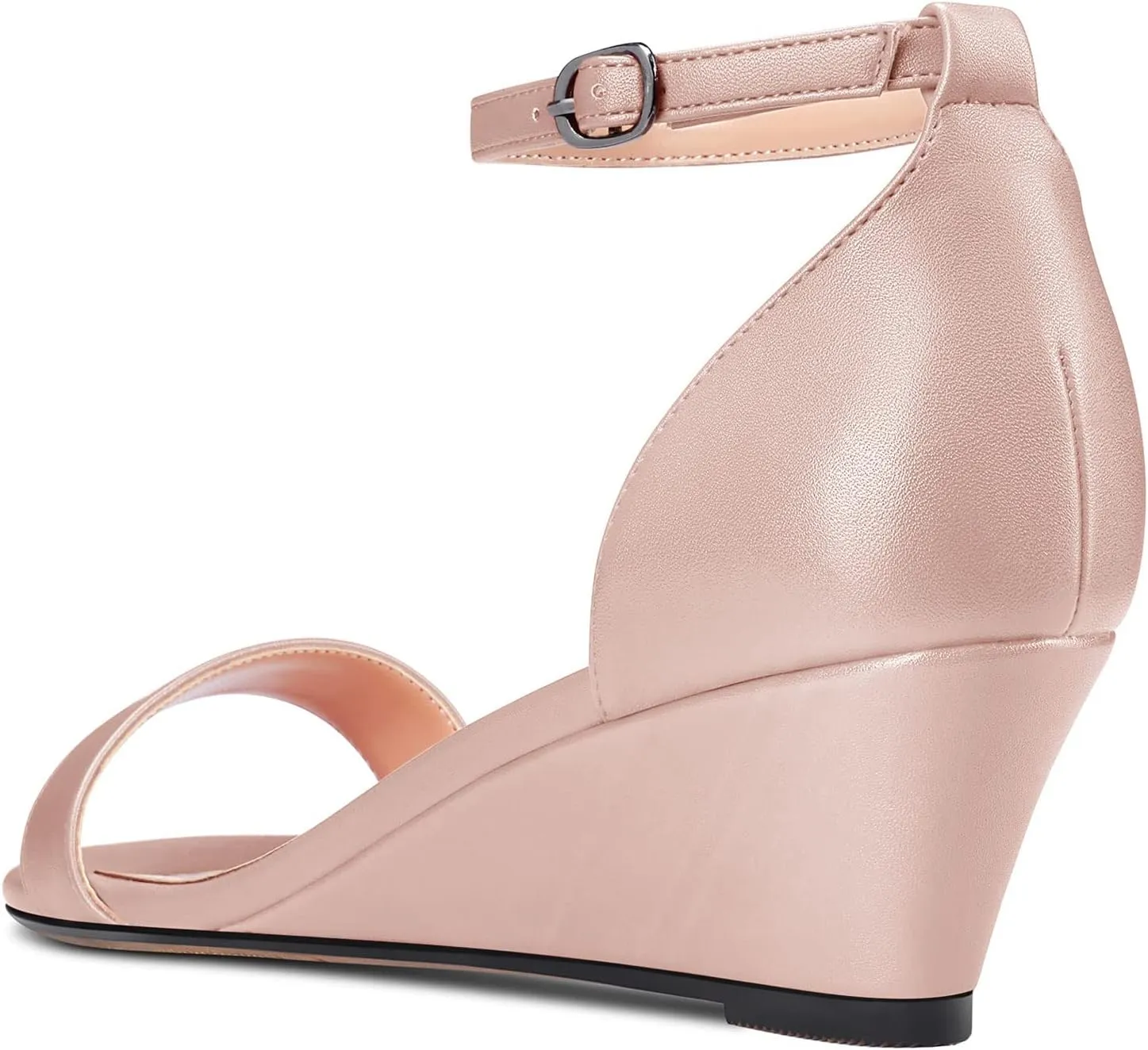 Aachcol Women Sandals Peep Open Toe Ankle Strap Wedge Mid Heel Dress Shoes Pumps Office Wedding Matte 2 Inch