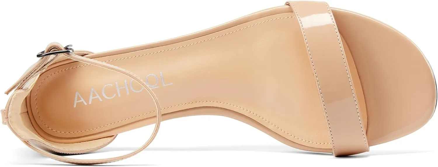 Aachcol Women Sandals Peep Open Toe Kitten Low Heel Ankle Strap Dress Shoes 1.5 Inch