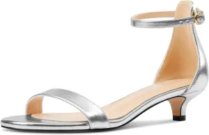 Aachcol Women Sandals Peep Open Toe Kitten Low Heel Ankle Strap Dress Shoes 1.5 Inch