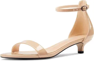 Aachcol Women Sandals Peep Open Toe Kitten Low Heel Ankle Strap Dress Shoes 1.5 Inch
