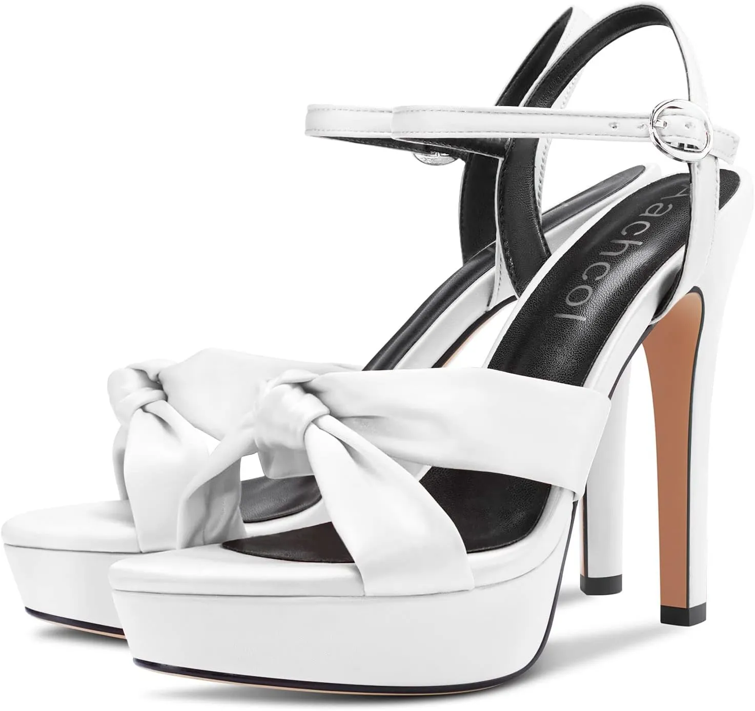 Aachcol Women Sandals Platform Peep Open Toe Ankle Strap Slingback Stiletto High Heel Dress Shoes Pumps Wedding Satin 5 Inch