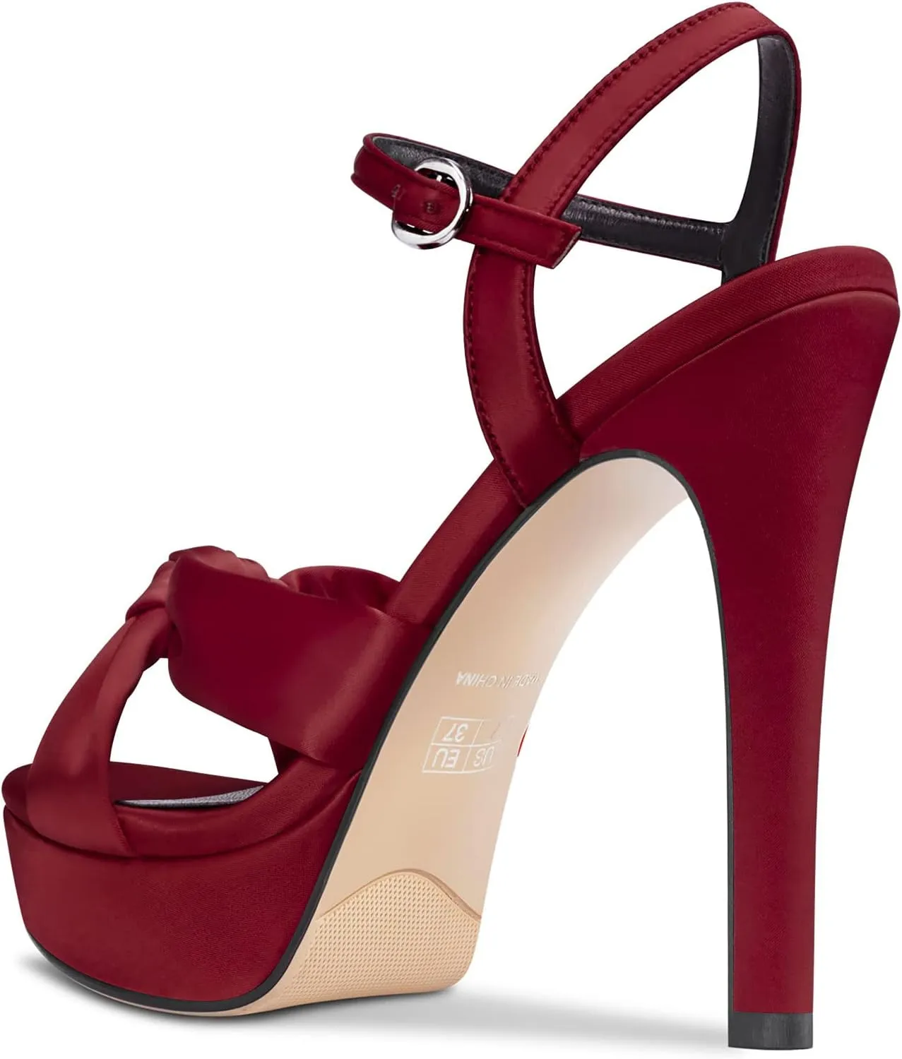 Aachcol Women Sandals Platform Peep Open Toe Ankle Strap Slingback Stiletto High Heel Dress Shoes Pumps Wedding Satin 5 Inch