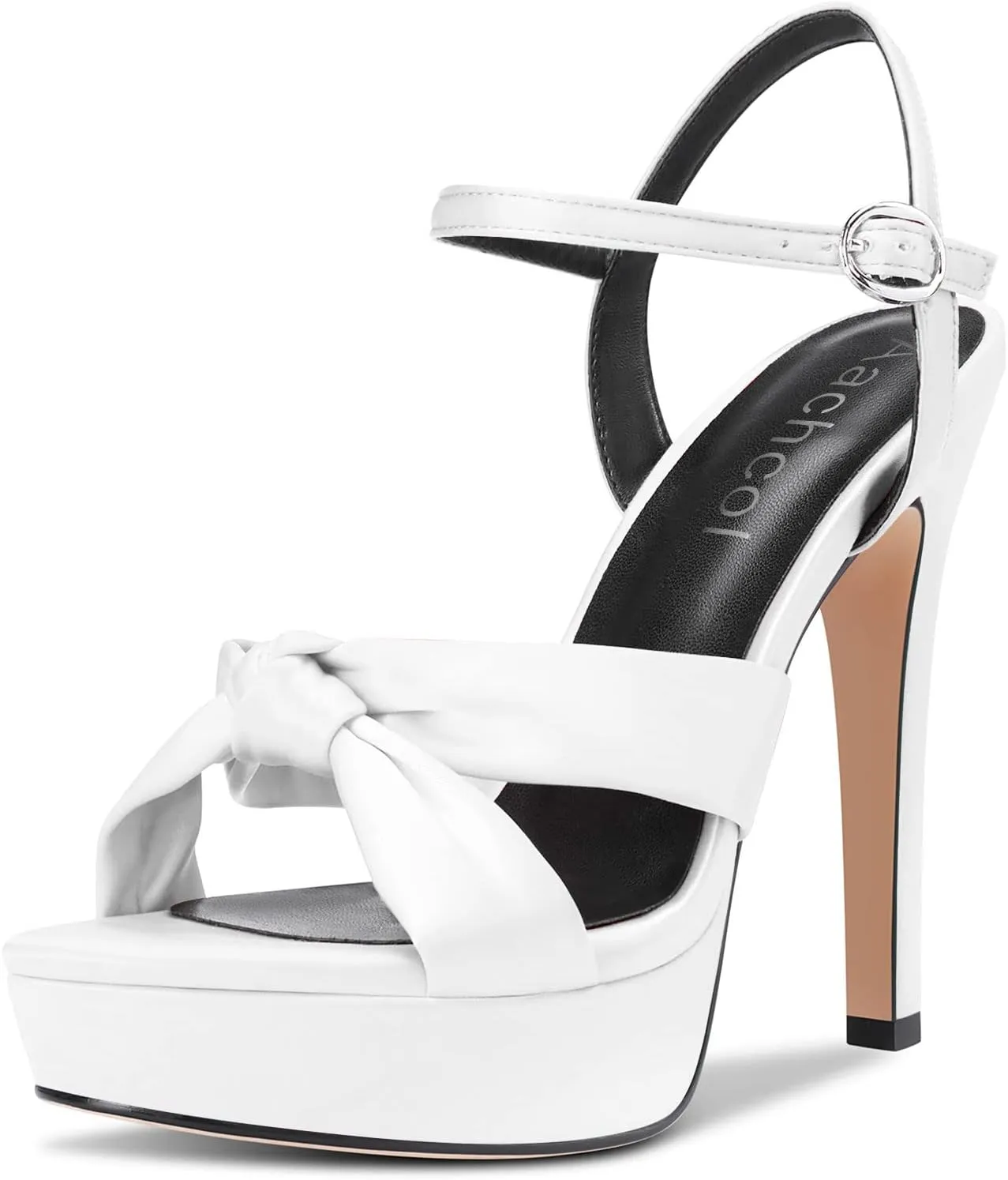 Aachcol Women Sandals Platform Peep Open Toe Ankle Strap Slingback Stiletto High Heel Dress Shoes Pumps Wedding Satin 5 Inch