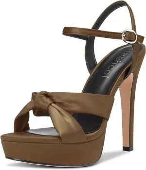 Aachcol Women Sandals Platform Peep Open Toe Ankle Strap Slingback Stiletto High Heel Dress Shoes Pumps Wedding Satin 5 Inch