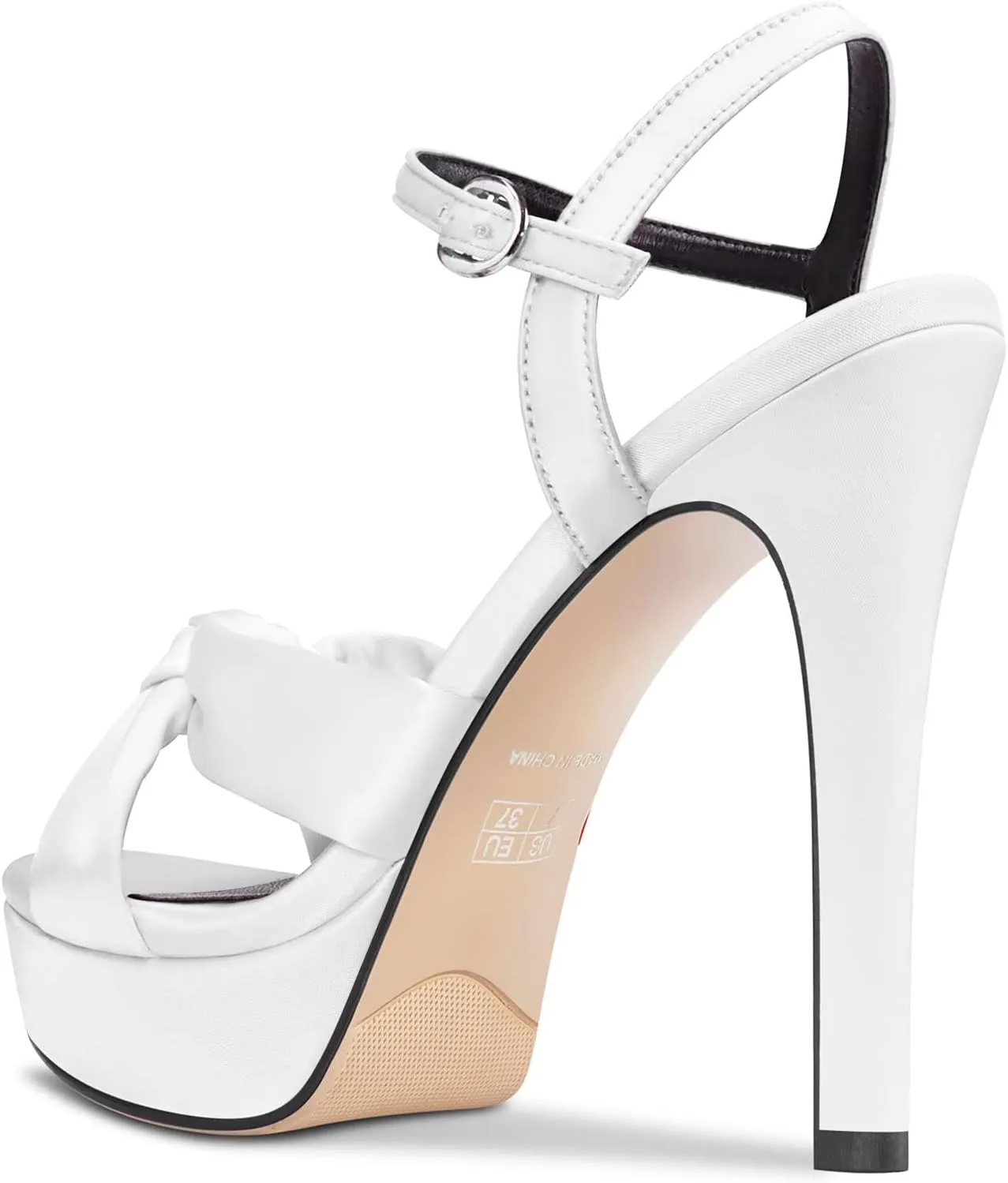 Aachcol Women Sandals Platform Peep Open Toe Ankle Strap Slingback Stiletto High Heel Dress Shoes Pumps Wedding Satin 5 Inch