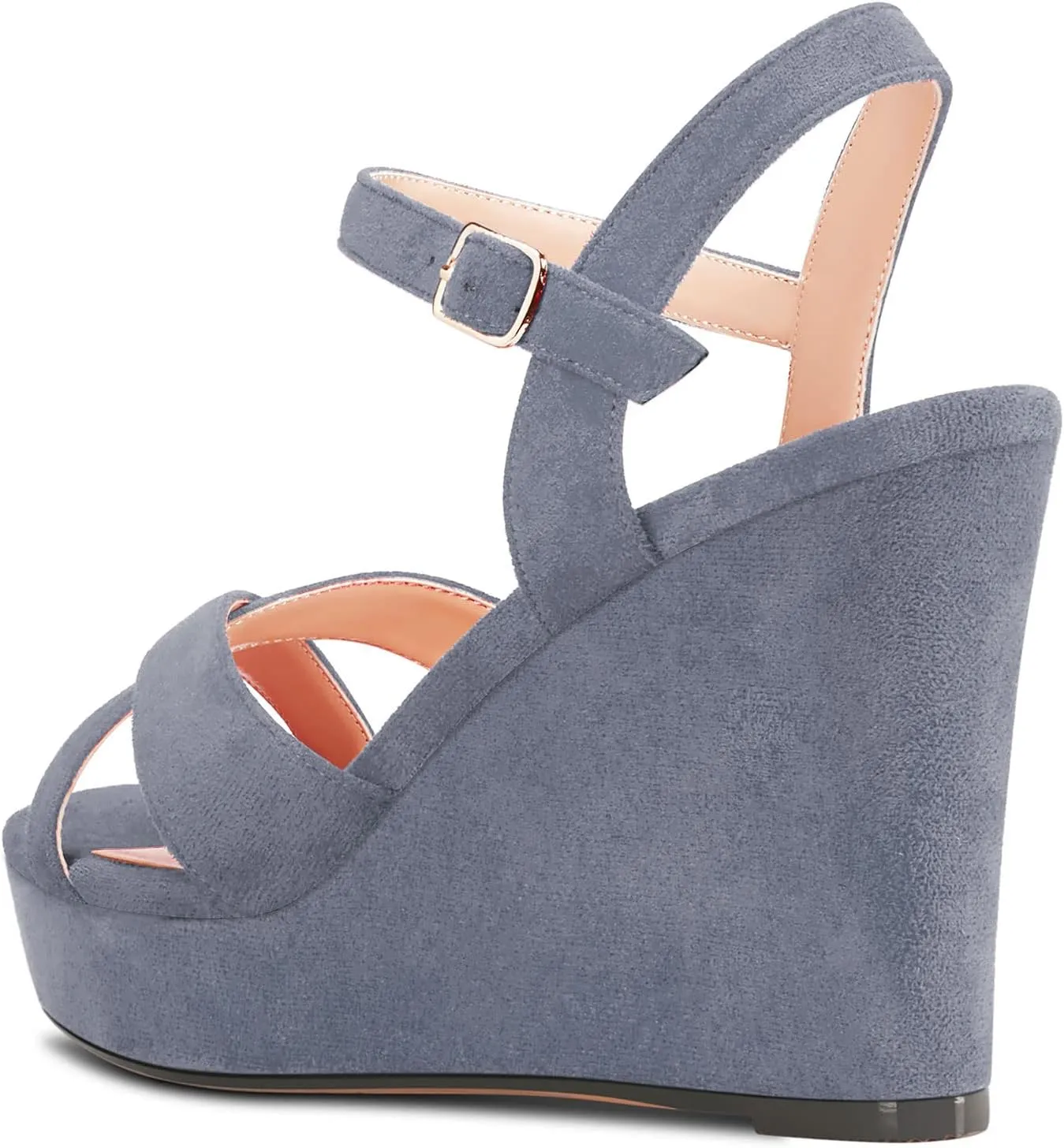 Aachcol Women Sandals Platform Wedge Peep Open Toe Ankle Strap Slingback Chunky Block High Heel Dress Shoes Suede 4 Inch