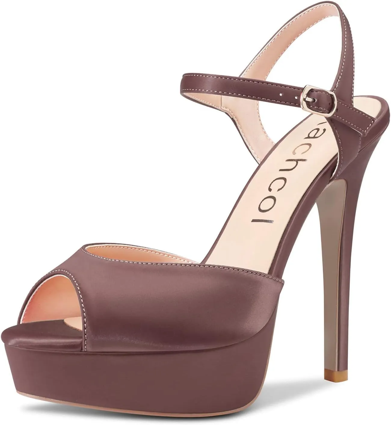Aachcol Women Stiletto High Heel Platform Sandals Peep Open Toe Ankle Strap Slingback Dress Shoes Wedding Party 5 Inches
