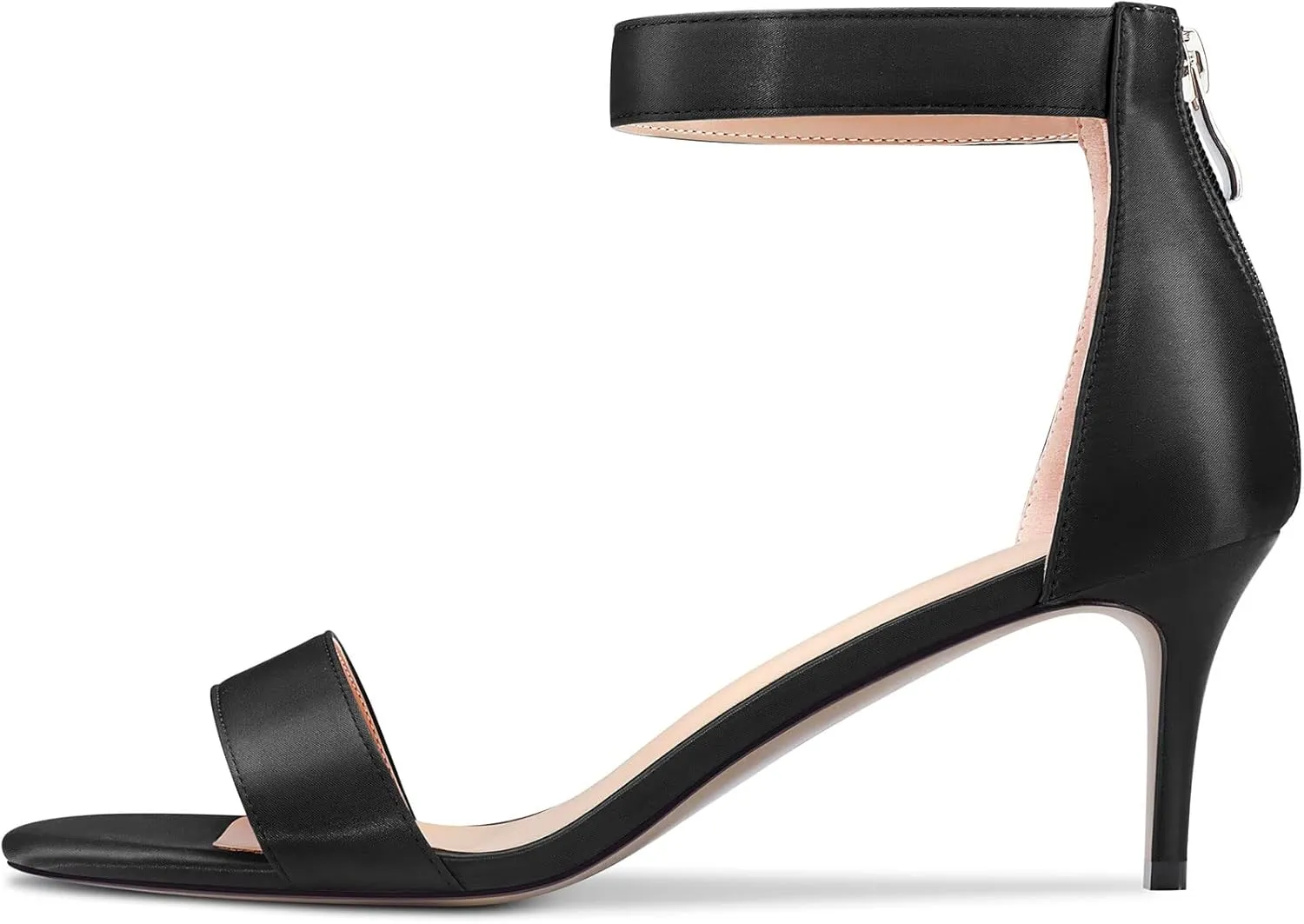 Aachcol Women Stiletto Mid Heel Sandals Ankle Strap Peep Open Toe Dress Shoes Party Wedding Satin 2.5 Inch