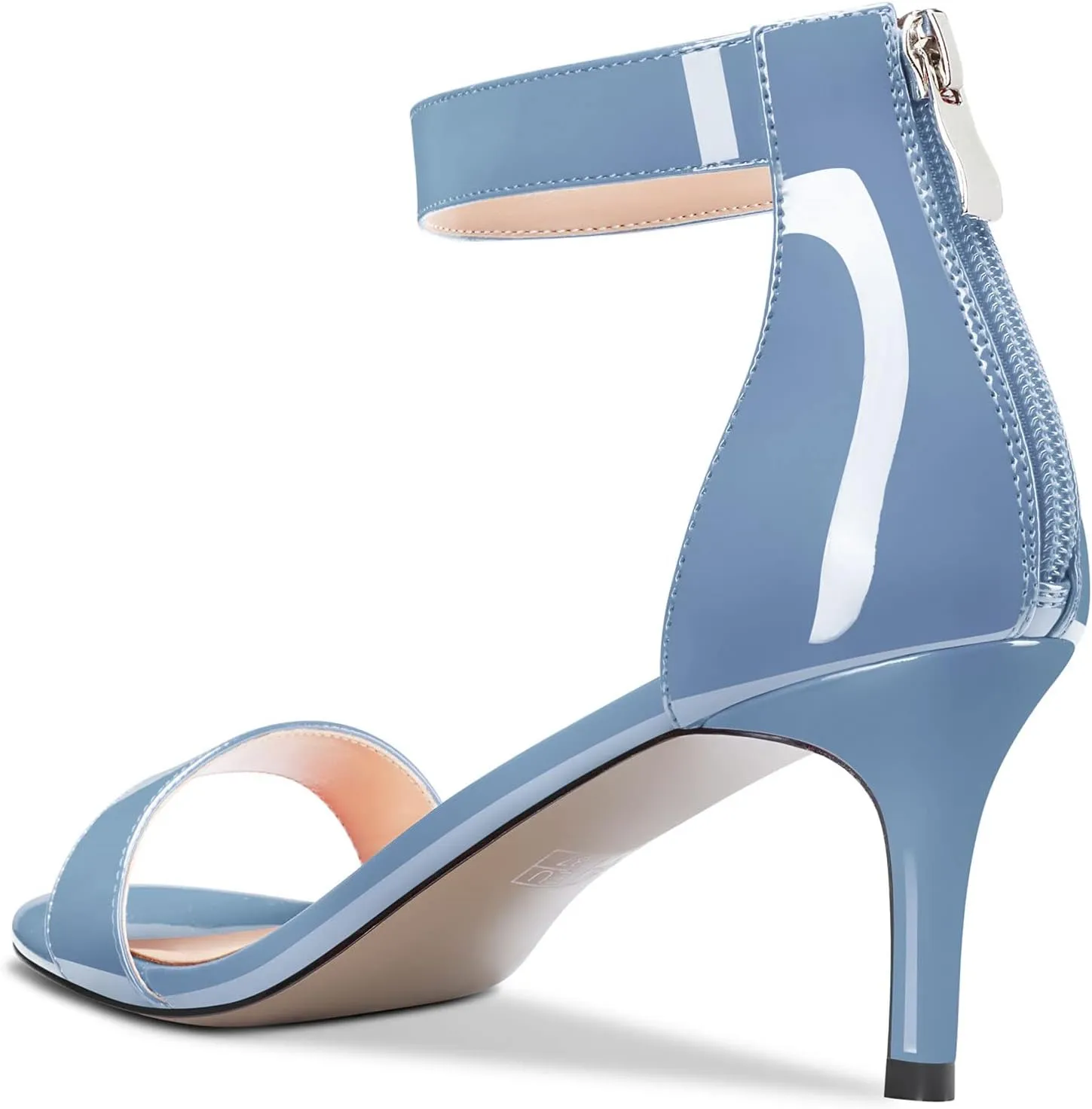 Aachcol Women Stiletto Mid Heel Sandals Ankle Strap Two-Piece Peep Open Toe Dress Shoes Party Wedding Patent 2.5 Inch