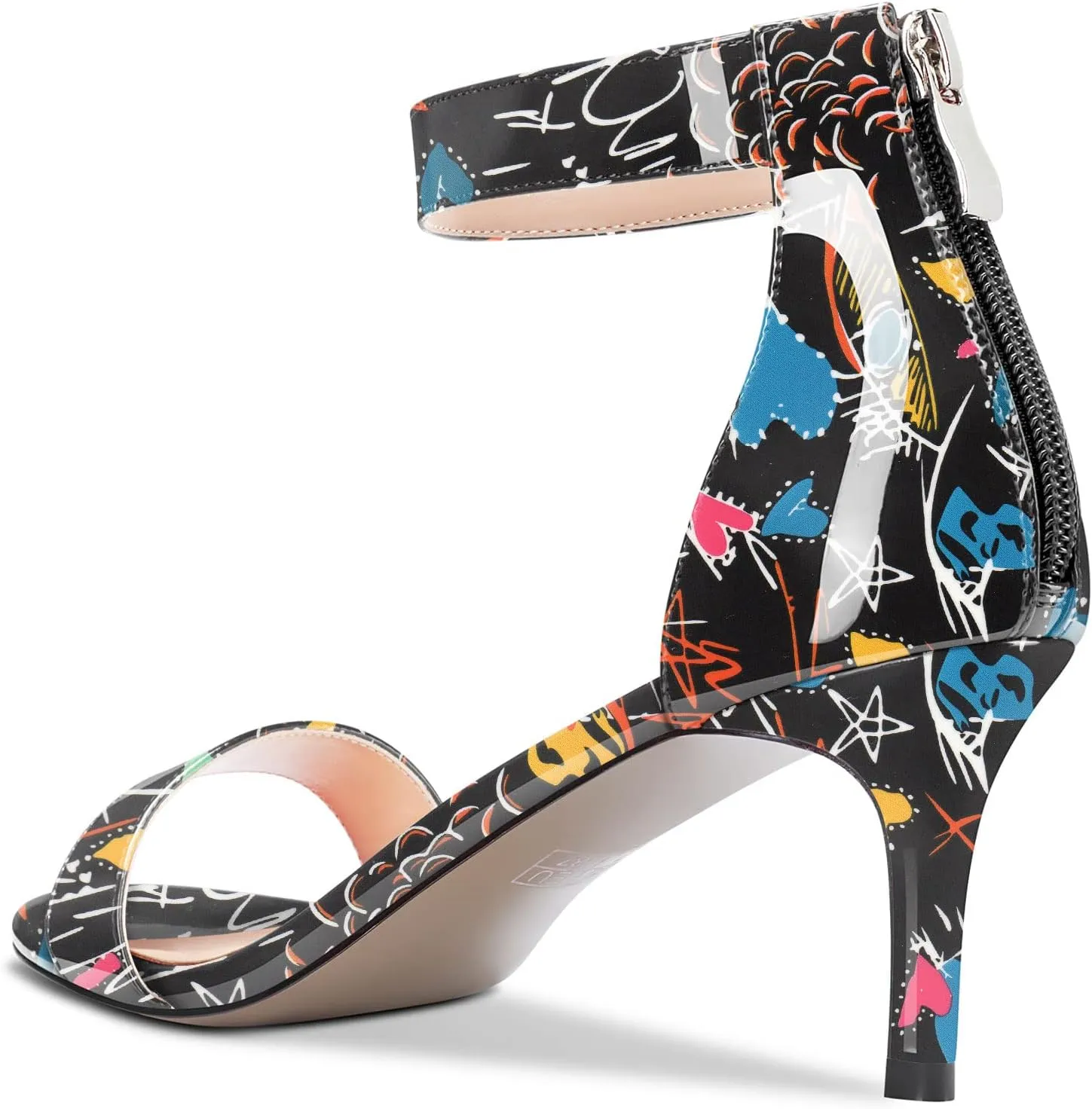 Aachcol Women Stiletto Mid Heel Sandals Ankle Strap Two-Piece Peep Open Toe Dress Shoes Party Wedding Patent 2.5 Inch