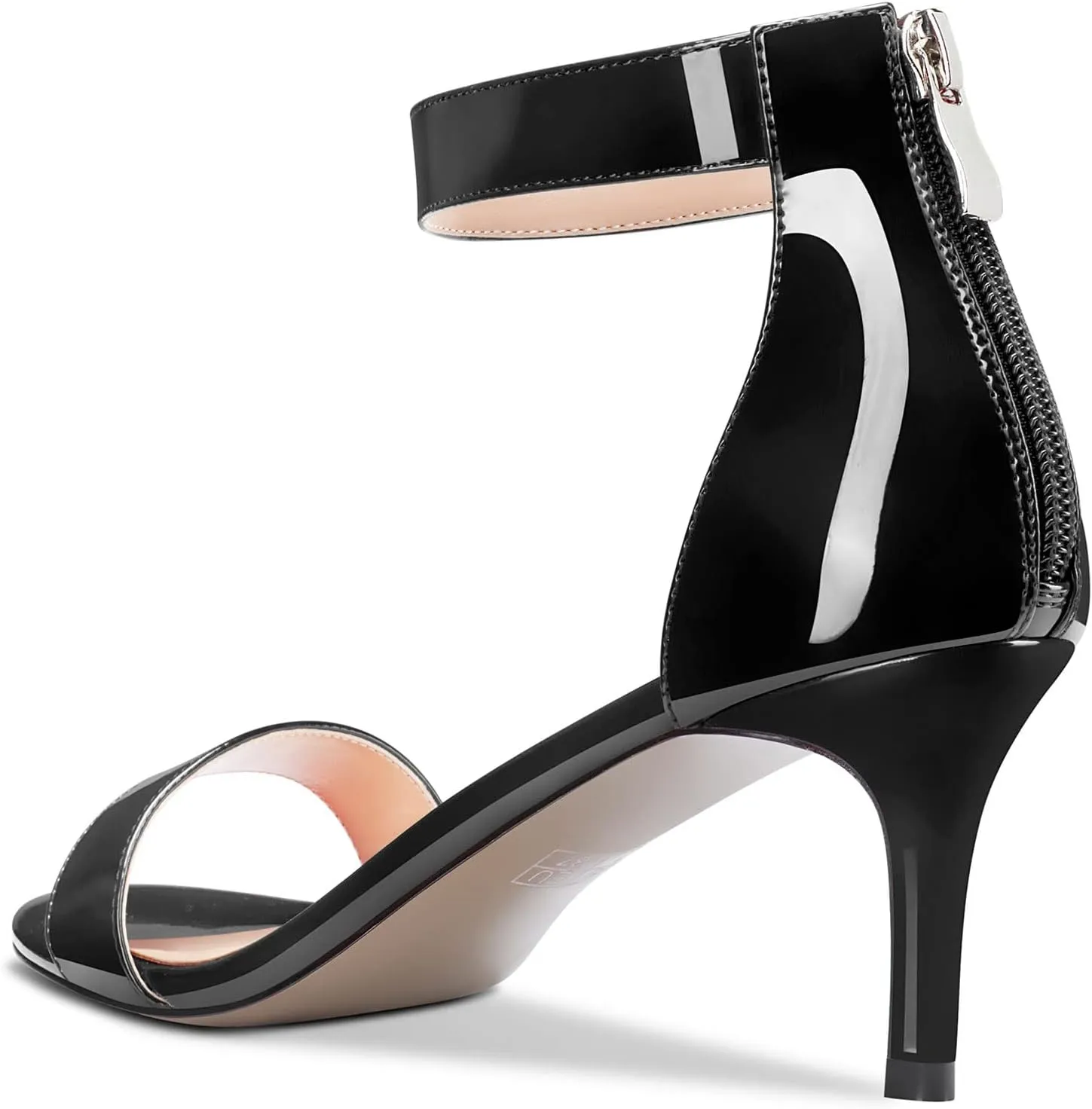 Aachcol Women Stiletto Mid Heel Sandals Ankle Strap Two-Piece Peep Open Toe Dress Shoes Party Wedding Patent 2.5 Inch