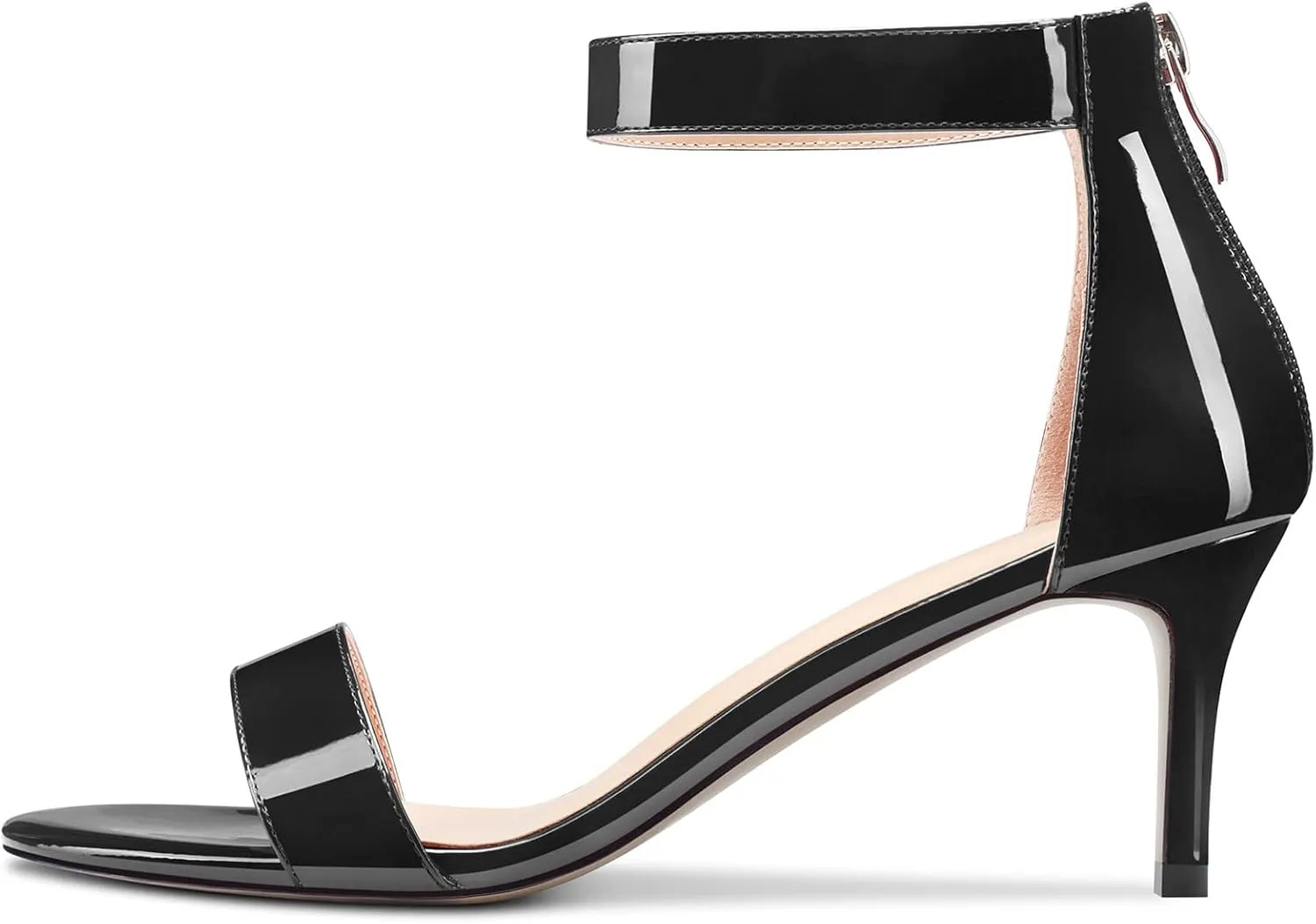 Aachcol Women Stiletto Mid Heel Sandals Ankle Strap Two-Piece Peep Open Toe Dress Shoes Party Wedding Patent 2.5 Inch