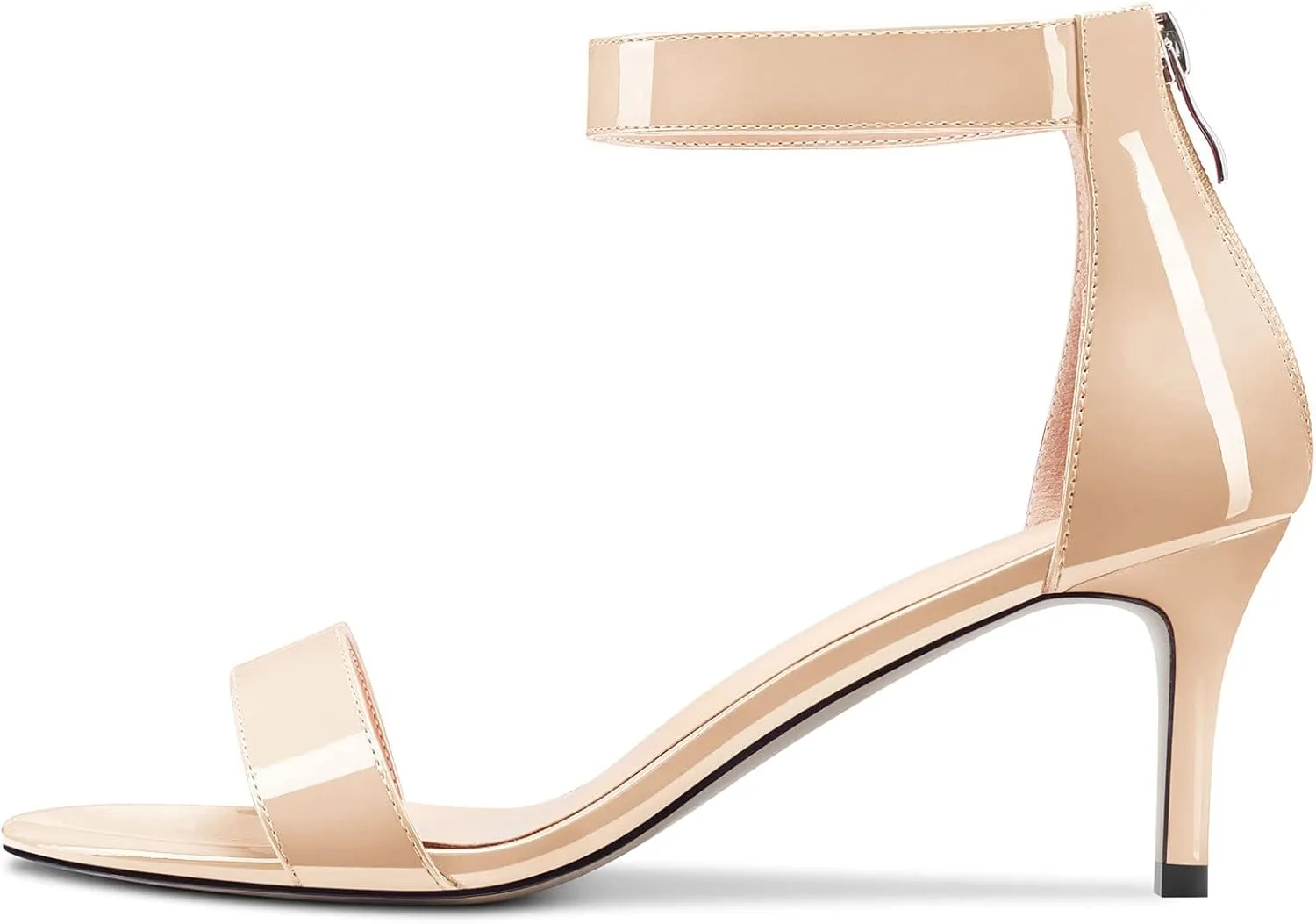 Aachcol Women Stiletto Mid Heel Sandals Ankle Strap Two-Piece Peep Open Toe Dress Shoes Party Wedding Patent 2.5 Inch