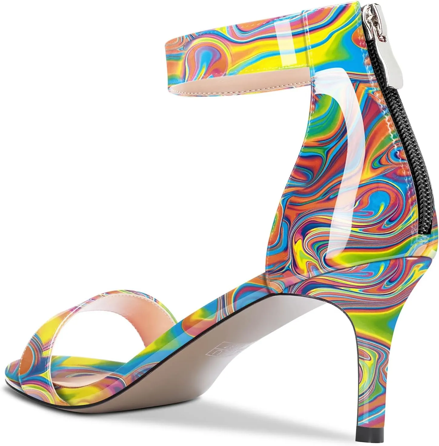 Aachcol Women Stiletto Mid Heel Sandals Ankle Strap Two-Piece Peep Open Toe Dress Shoes Party Wedding Patent 2.5 Inch