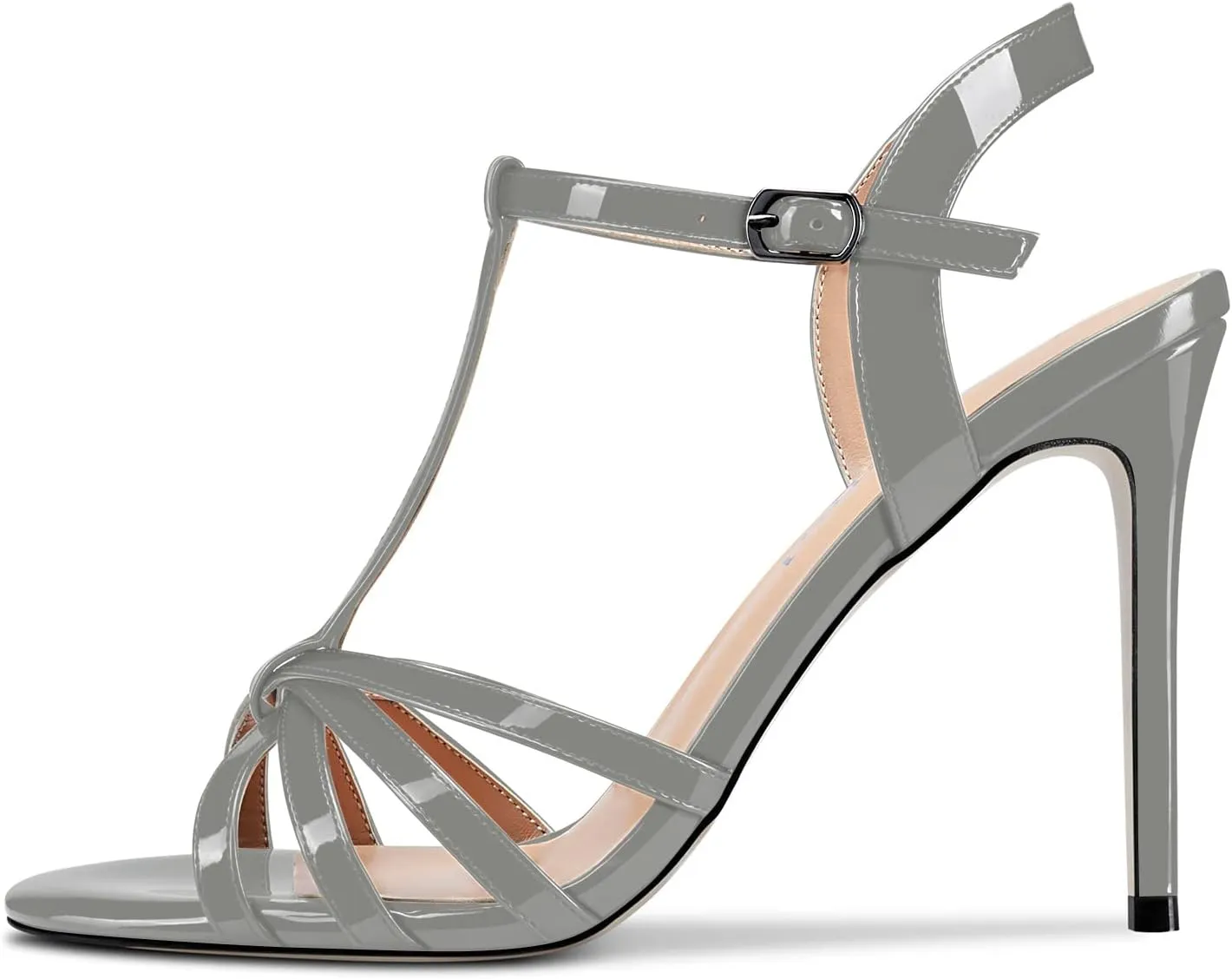 Aachcol Women T-strap Slingback Sandals Stiletto High Heel Peep Open Toe Ankle Strap Shoes 4 Inches