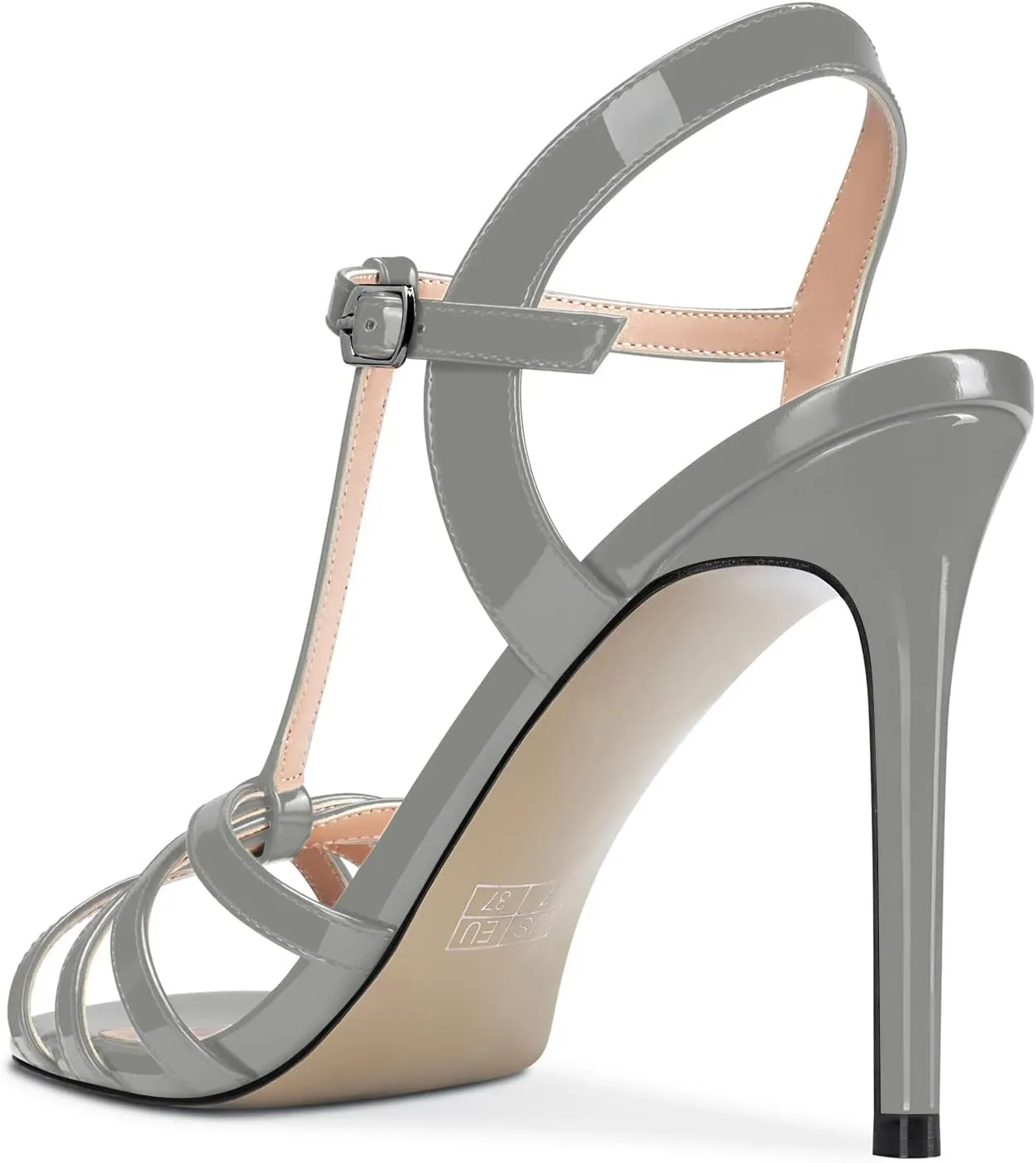 Aachcol Women T-strap Slingback Sandals Stiletto High Heel Peep Open Toe Ankle Strap Shoes 4 Inches